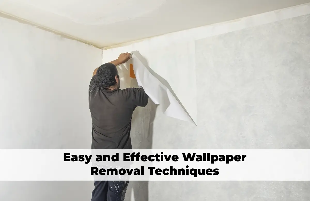 Person removing old wallpaper using a scraper in an easy and effective wallpaper removal process
