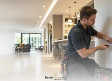 Qualified electrician providing electrical services inside a modern Central London home
