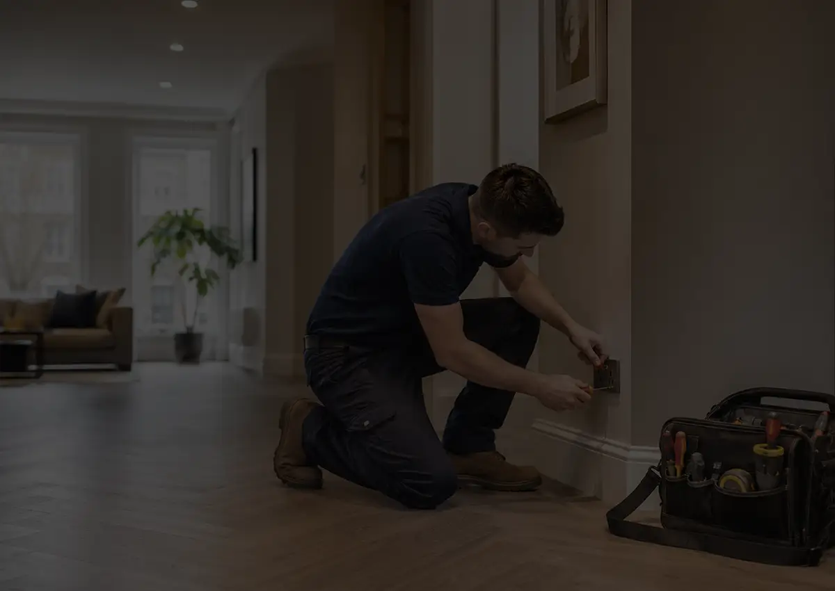 Handyman checking home maintenance tasks in a modern London property