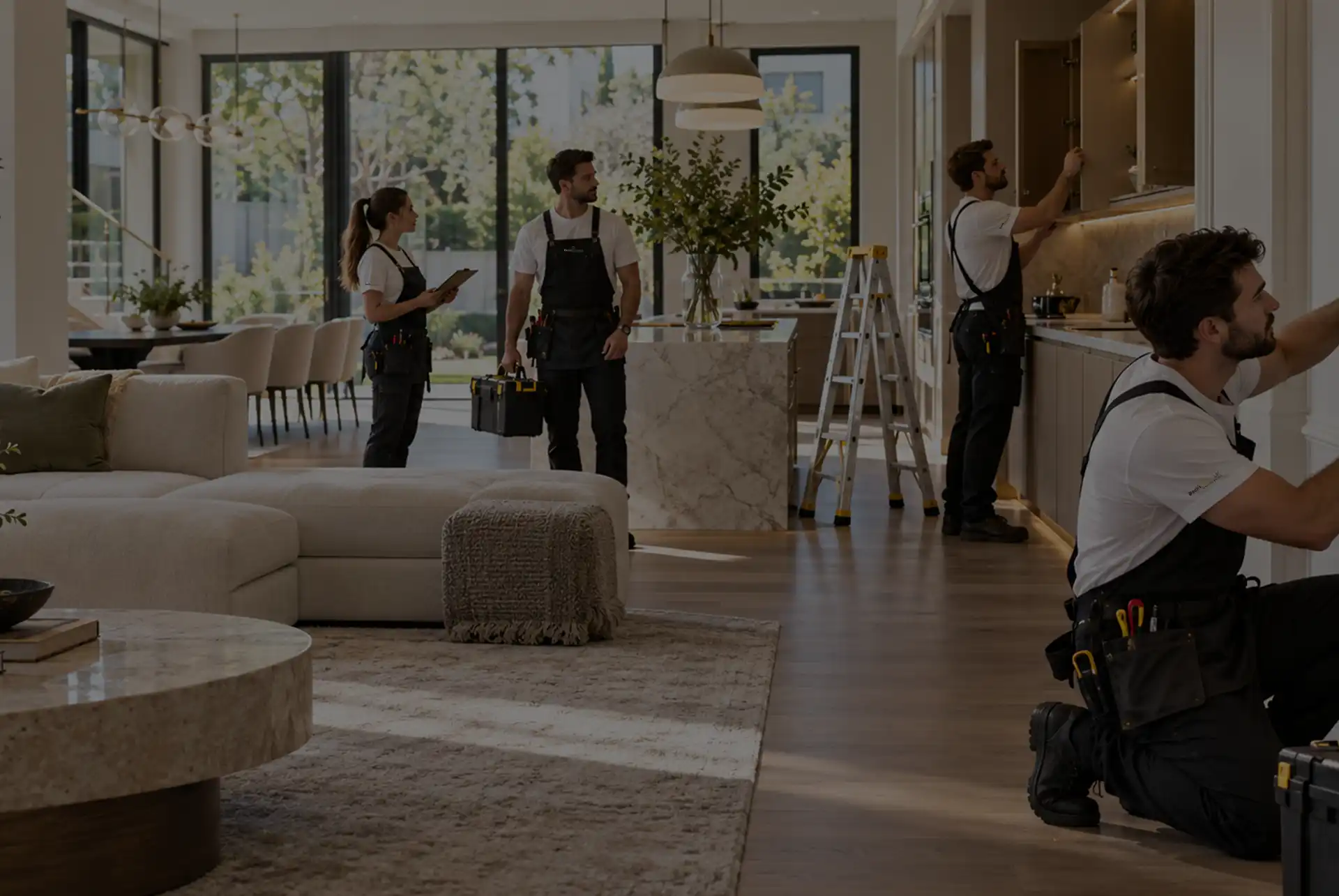Beck's Homes UK handyman team carrying out repairs and installations in a modern London home